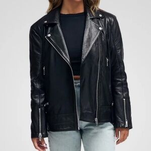 Bod & Christensen Harper Oversized Leather Boyfriend Jacket NEW with tags Sz S